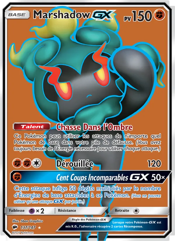 Carte Marshadow GX de l'extension Ombres Ardentes, numéro 137/147