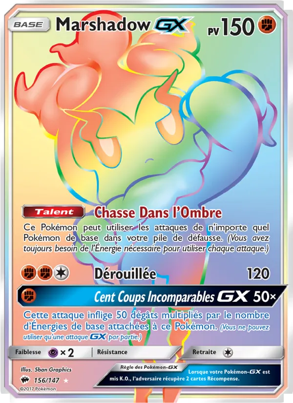 Carte Marshadow GX de l'extension Ombres Ardentes, numéro 156/147