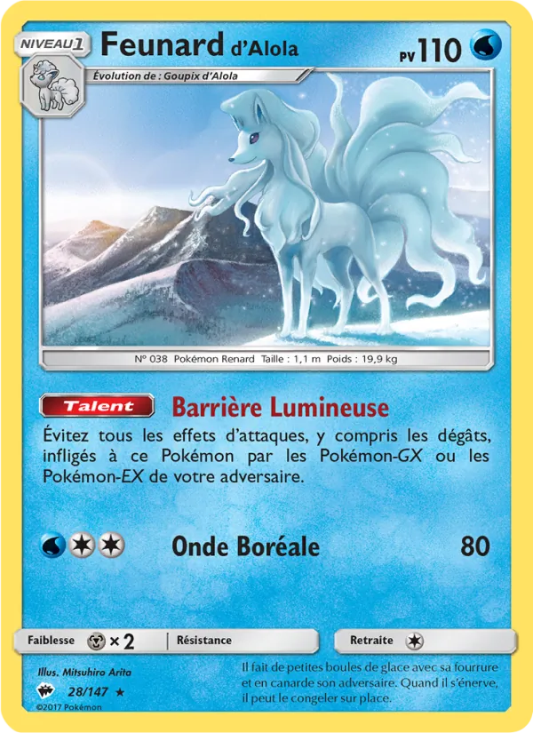 Carte Feunard d’Alola de l'extension Ombres Ardentes, numéro 28/147