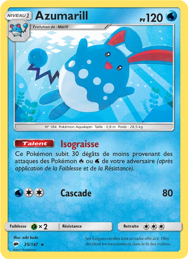 Carte Azumarill de l'extension Ombres Ardentes, numéro 35/147