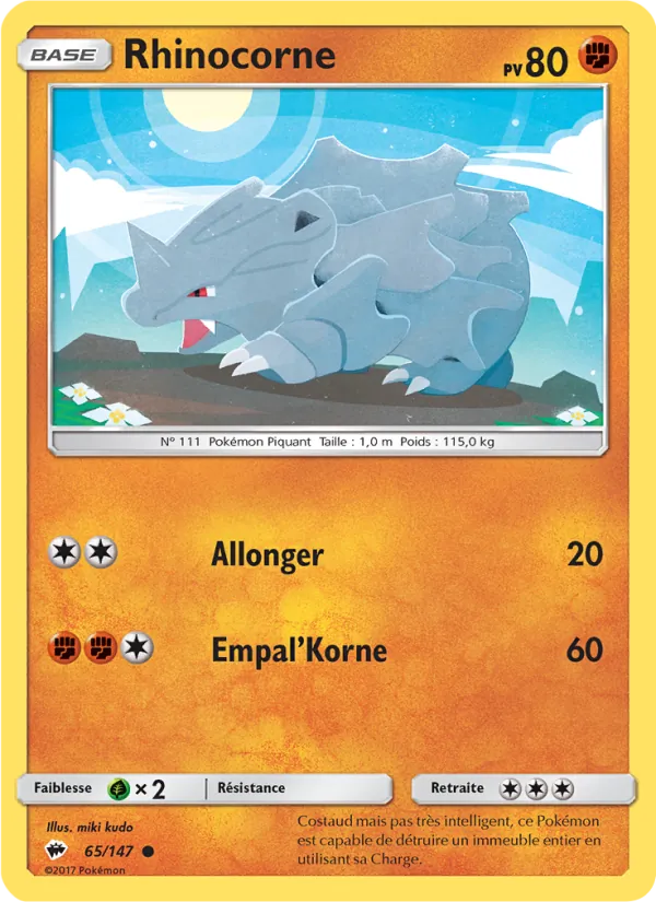 Carte Rhinocorne de l'extension Ombres Ardentes, numéro 65/147