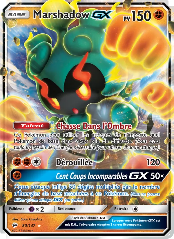 Carte Marshadow GX de l'extension Ombres Ardentes, numéro 80/147