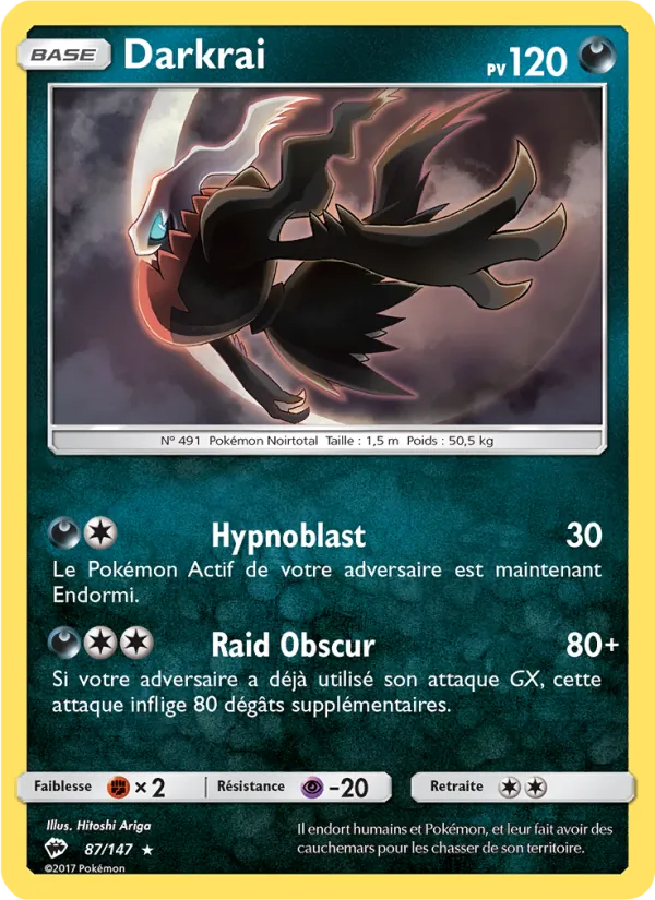 Carte Darkrai de l'extension Ombres Ardentes, numéro 87/147