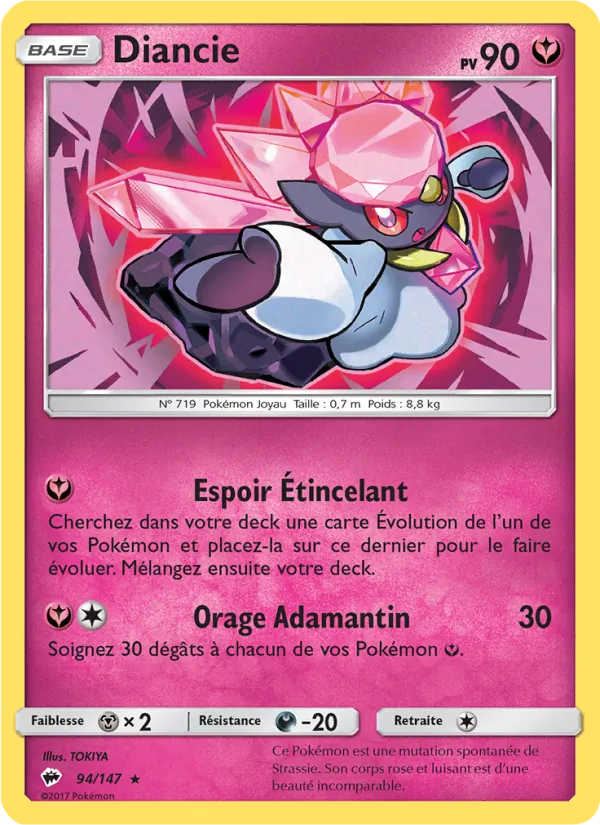 Carte Diancie de l'extension Ombres Ardentes, numéro 94/147