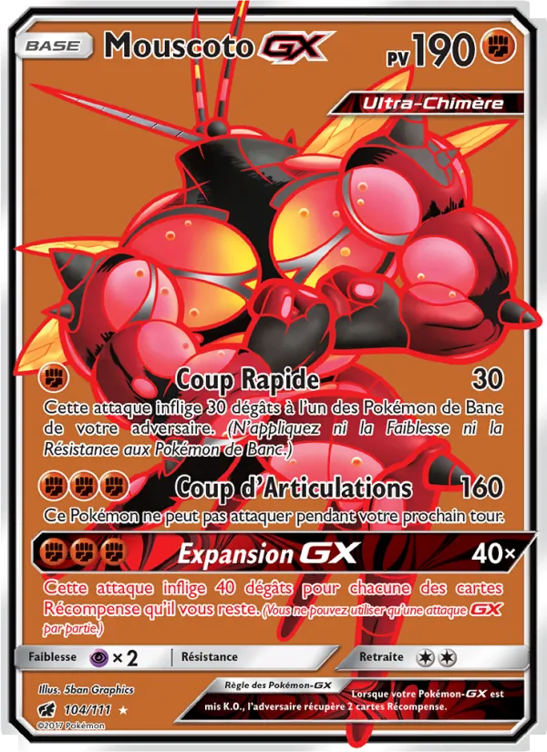 Carte Mouscoto GX de l'extension Invasion Carmin, numéro 104/111