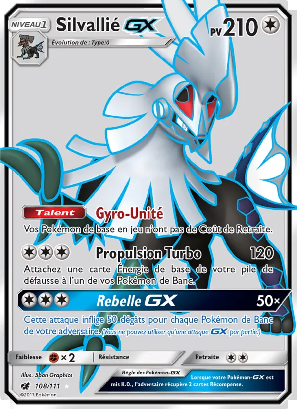 Carte Silvallié GX de l'extension Invasion Carmin, numéro 108/111