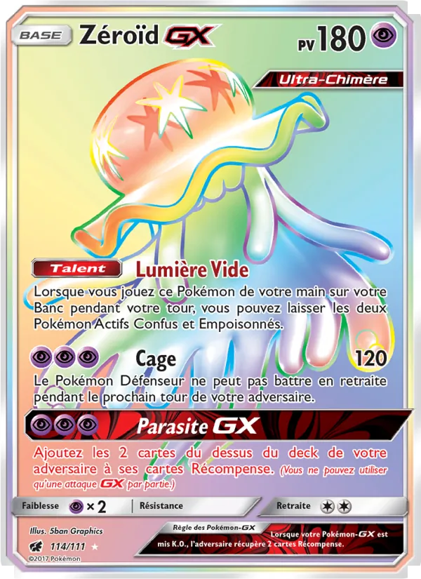 Carte Zéroïd GX de l'extension Invasion Carmin, numéro 114/111