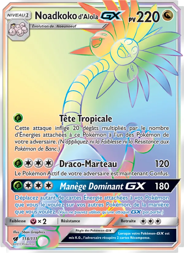 Carte Noadkoko d’Alola GX de l'extension Invasion Carmin, numéro 118/111