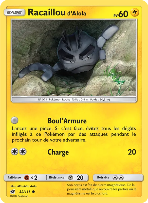 Carte Racaillou d’Alola de l'extension Invasion Carmin, numéro 32/111