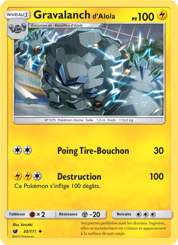 Carte Gravalanch d’Alola de l'extension Invasion Carmin, numéro 33/111
