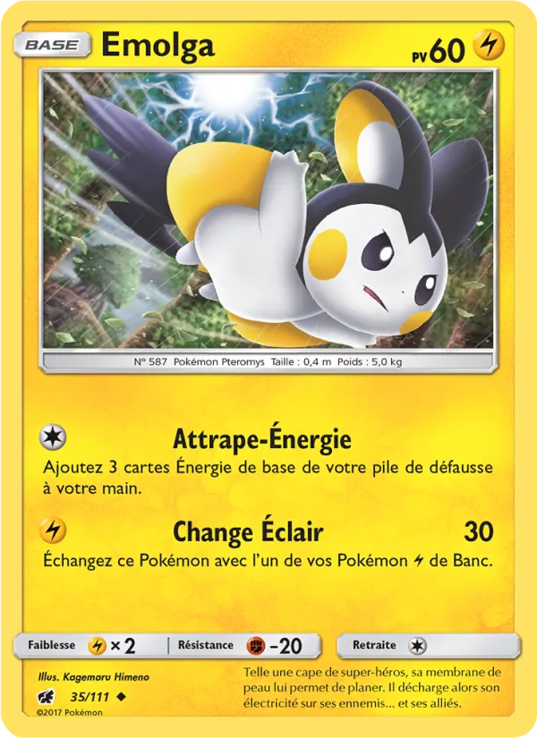 Carte Emolga de l'extension Invasion Carmin, numéro 35/111