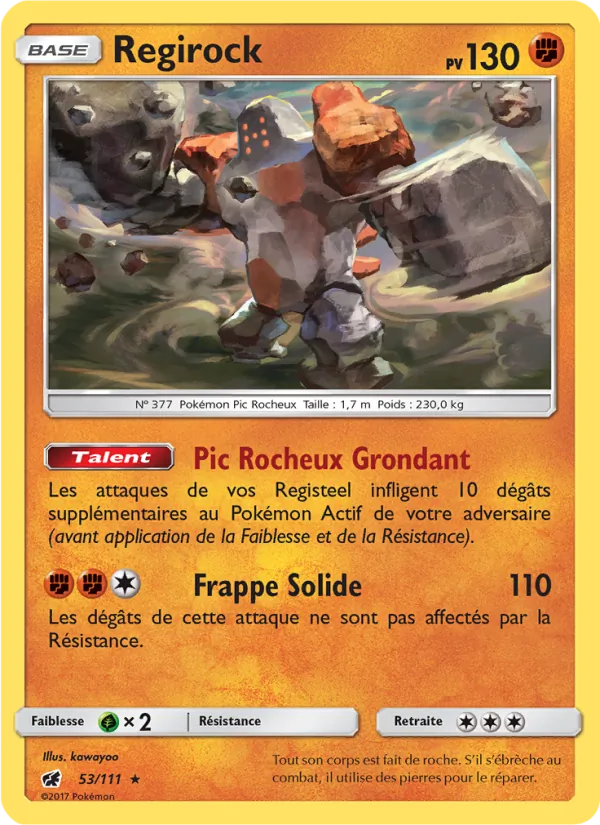 Carte Regirock de l'extension Invasion Carmin, numéro 53/111