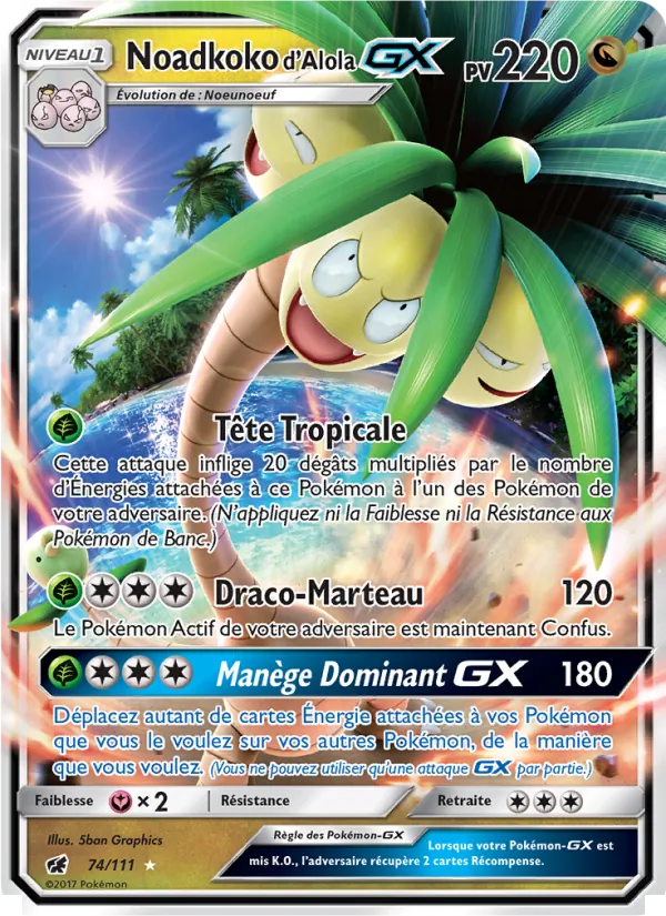 Carte Noadkoko d’Alola GX de l'extension Invasion Carmin, numéro 74/111