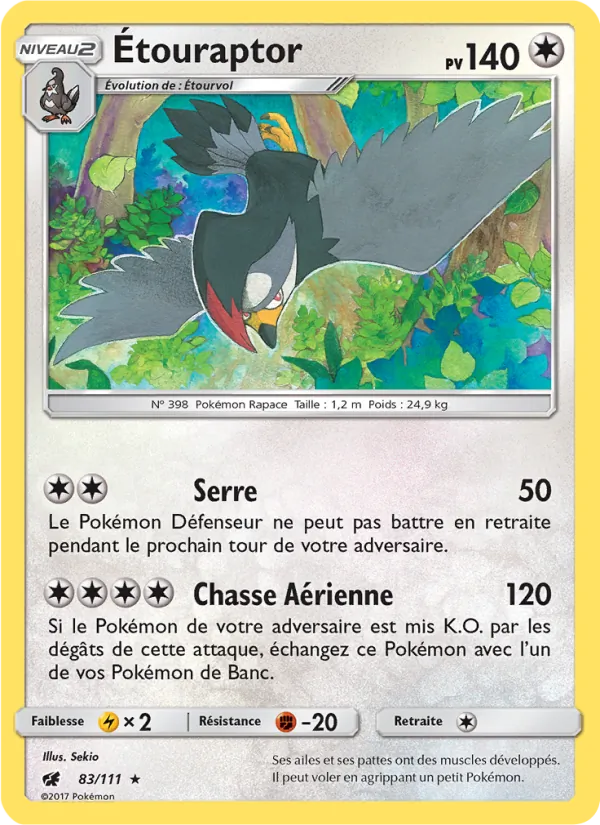 Carte Étouraptor de l'extension Invasion Carmin, numéro 83/111