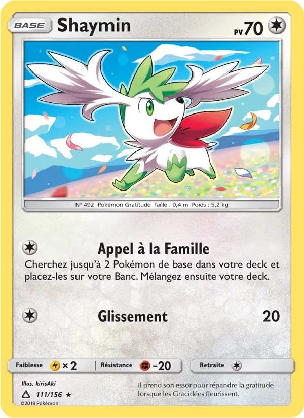 Carte Shaymin de l'extension Ultra-Prisme, numéro 111/156