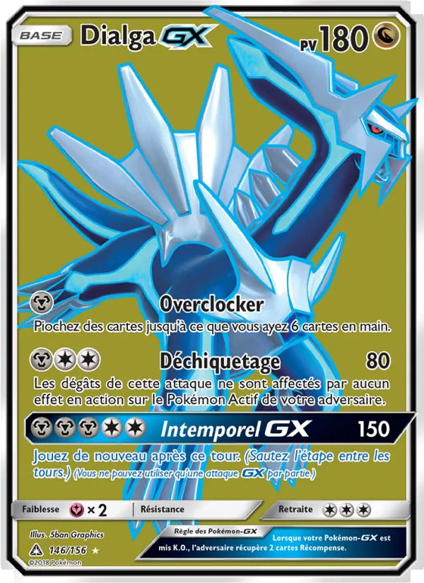 Carte Dialga GX de l'extension Ultra-Prisme, numéro 146/156