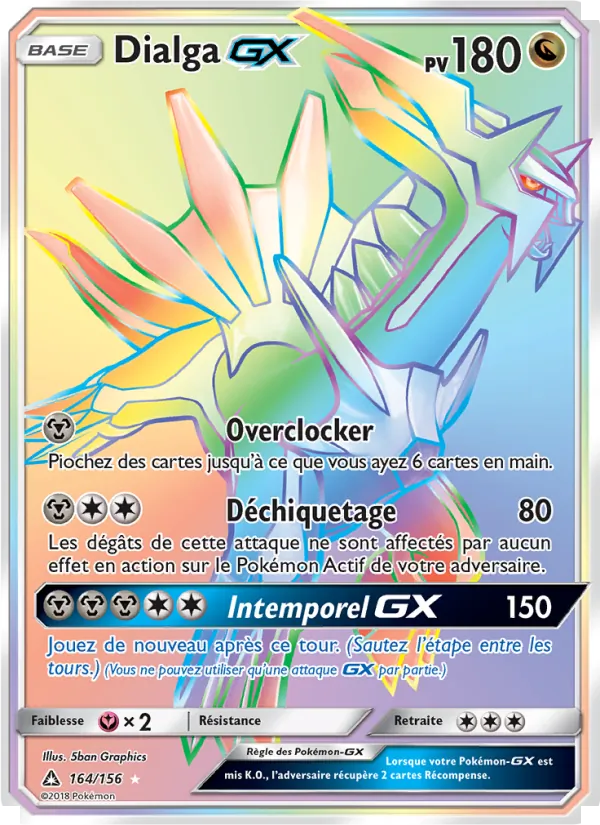 Carte Dialga GX de l'extension Ultra-Prisme, numéro 164/156