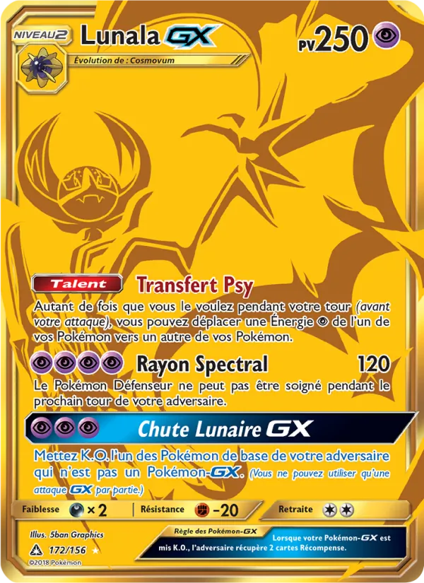 Carte Lunala GX de l'extension Ultra-Prisme, numéro 172/156