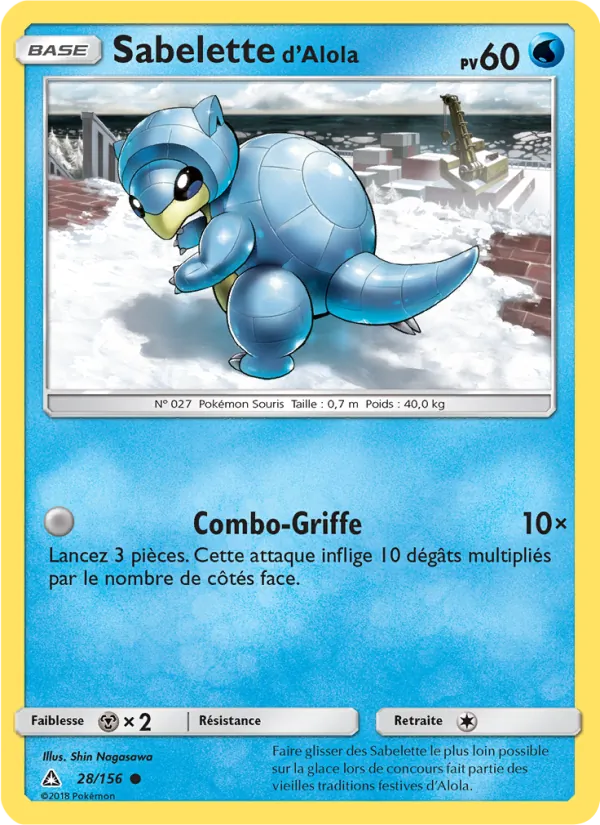 Carte Sabelette d’Alola de l'extension Ultra-Prisme, numéro 28/156