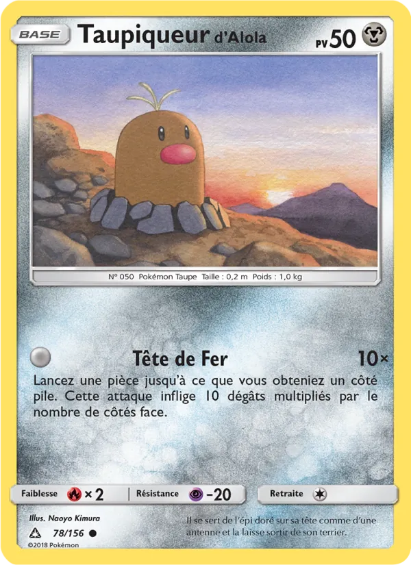 Carte Taupiqueur d’Alola de l'extension Ultra-Prisme, numéro 78/156