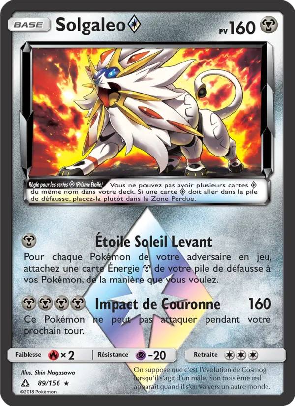 Carte Solgaleo ◇ de l'extension Ultra-Prisme, numéro 89/156
