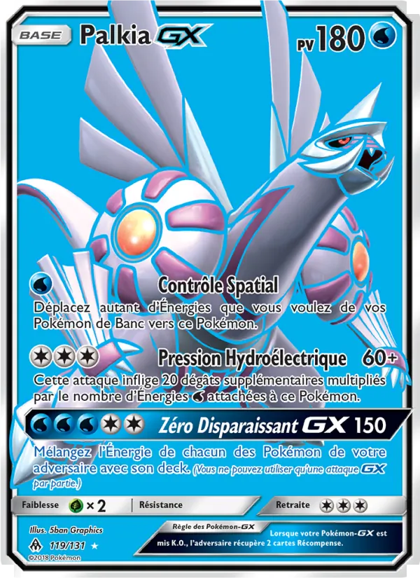 Carte Palkia GX de l'extension Lumière Interdite, numéro 119/131