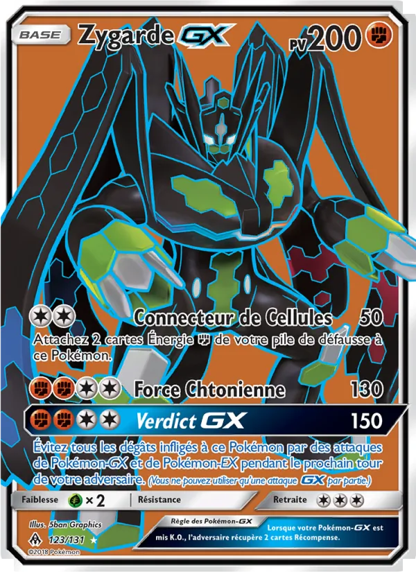 Carte Zygarde GX de l'extension Lumière Interdite, numéro 123/131