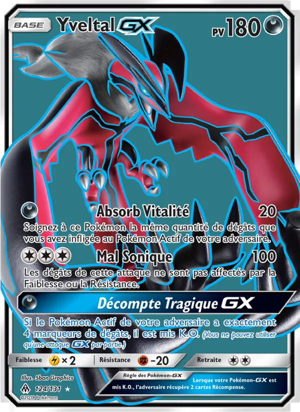 Carte Yveltal GX de l'extension Lumière Interdite, numéro 124/131