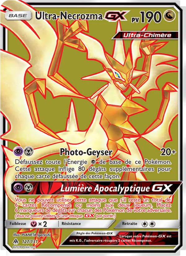 Carte Ultra-Necrozma GX de l'extension Lumière Interdite, numéro 127/131