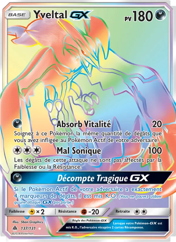 Carte Yveltal GX de l'extension Lumière Interdite, numéro 137/131