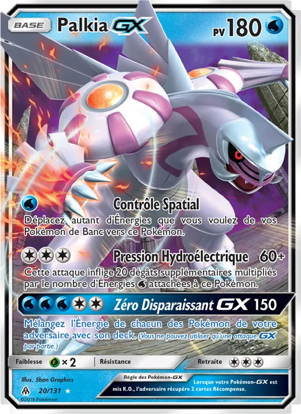 Carte Palkia GX de l'extension Lumière Interdite, numéro 20/131