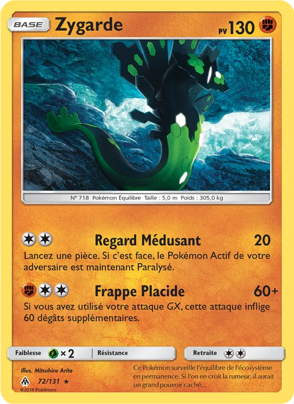 Carte Zygarde de l'extension Lumière Interdite, numéro 72/131
