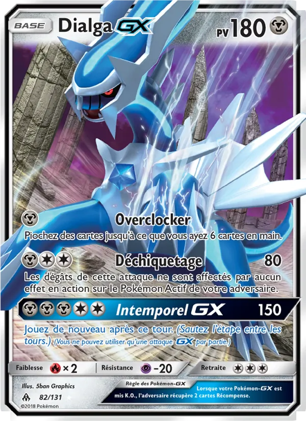 Carte Dialga GX de l'extension Lumière Interdite, numéro 82/131