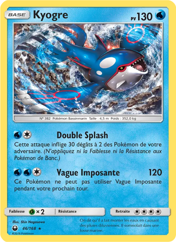 Carte Kyogre de l'extension Tempête Céleste, numéro 46/168