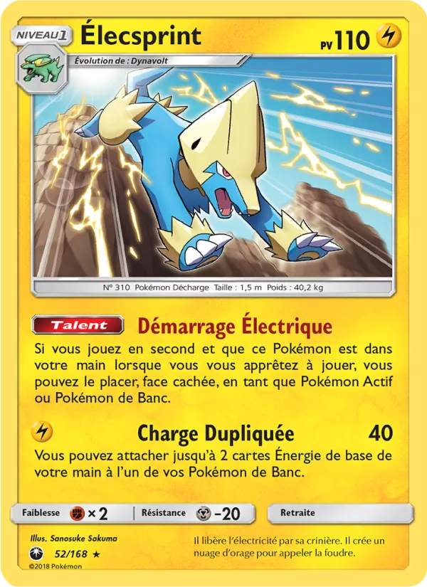 Carte Élecsprint de l'extension Tempête Céleste, numéro 52/168