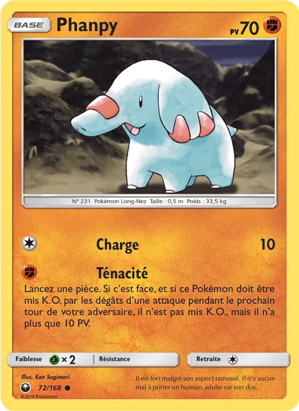 Carte Phanpy de l'extension Tempête Céleste, numéro 72/168