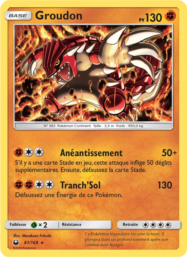 Carte Groudon de l'extension Tempête Céleste, numéro 81/168