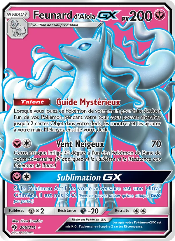 Carte Feunard d’Alola GX de l'extension Tonnerre Perdu, numéro 205/214