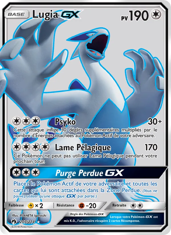 Carte Lugia GX de l'extension Tonnerre Perdu, numéro 207/214