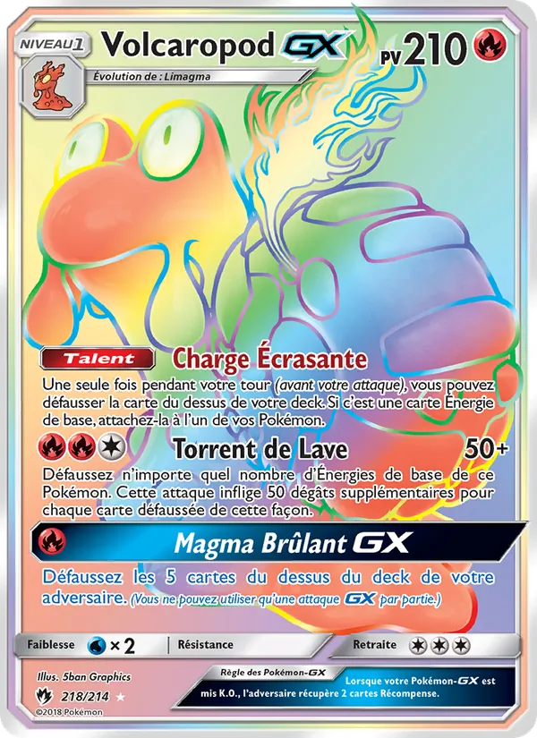 Carte Volcaropod GX de l'extension Tonnerre Perdu, numéro 218/214