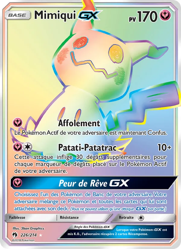 Carte Mimiqui GX de l'extension Tonnerre Perdu, numéro 226/214