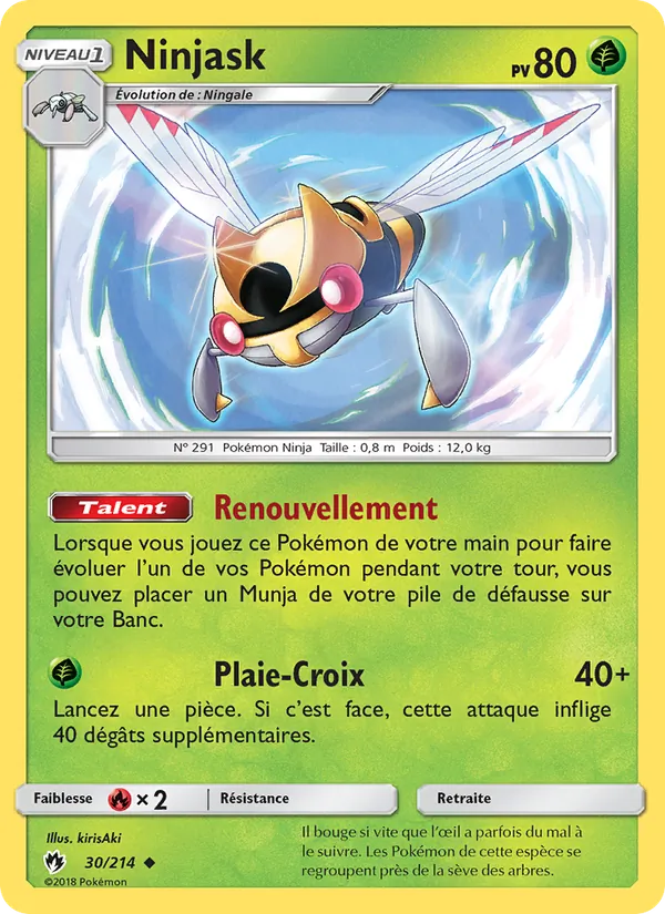 Carte Ninjask de l'extension Tonnerre Perdu, numéro 30/214
