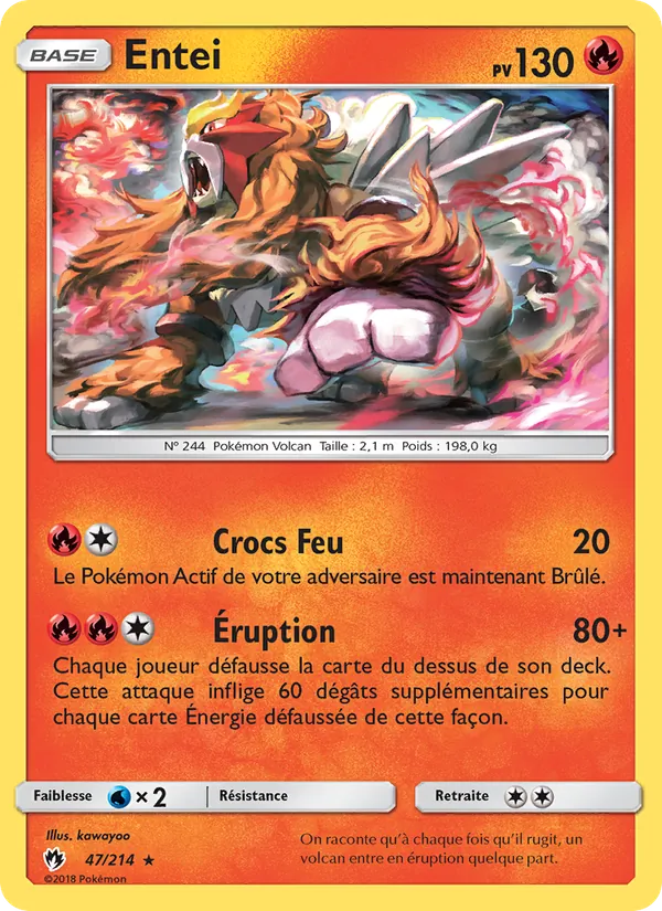 Carte Entei de l'extension Tonnerre Perdu, numéro 47/214