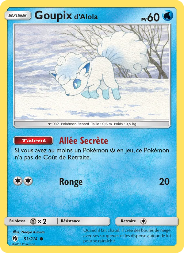 Carte Goupix d’Alola de l'extension Tonnerre Perdu, numéro 53/214