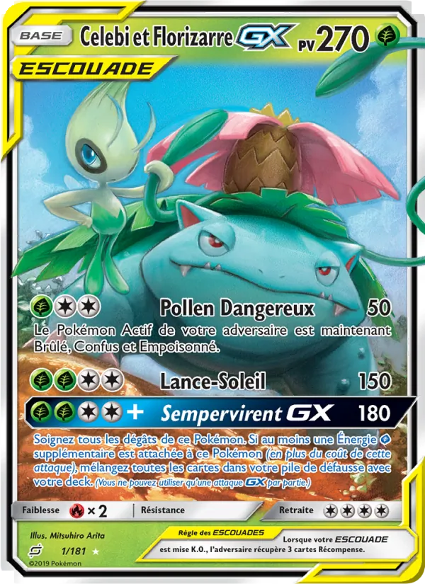Carte Celebi et Florizarre GX de l'extension Duo de Choc, numéro 1/181