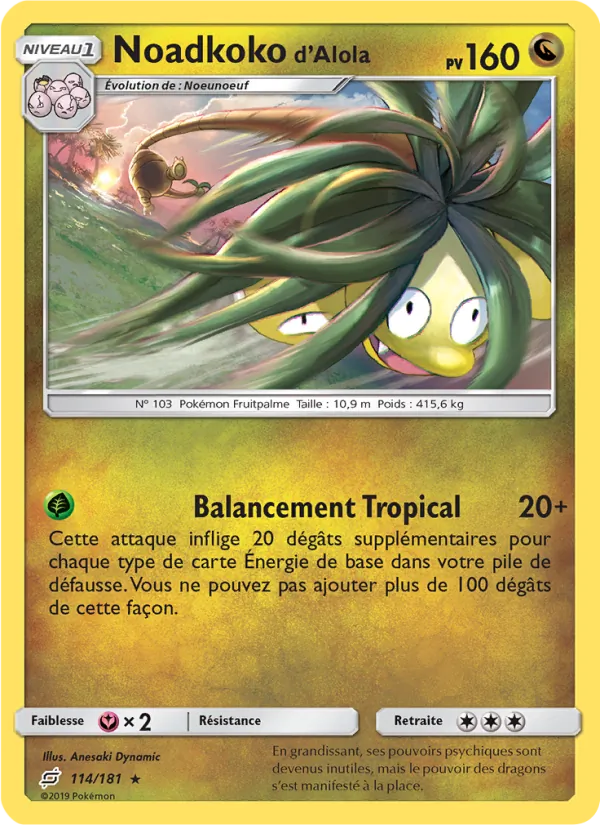 Carte Noadkoko d’Alola de l'extension Duo de Choc, numéro 114/181