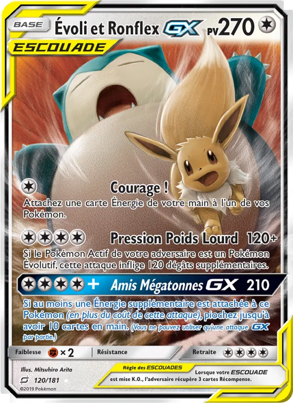 Carte Évoli et Ronflex GX de l'extension Duo de Choc, numéro 120/181