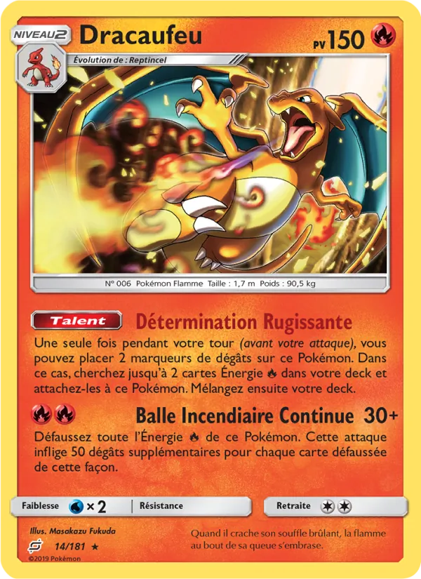 Carte Dracaufeu de l'extension Duo de Choc, numéro 14/181