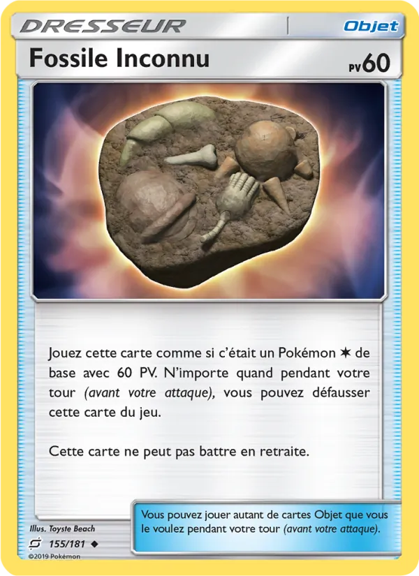 Carte Fossile Inconnu de l'extension Duo de Choc, numéro 155/181