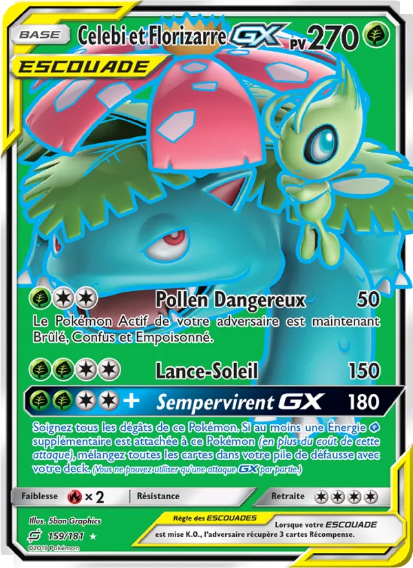 Carte Celebi et Florizarre GX de l'extension Duo de Choc, numéro 159/181